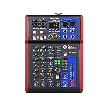 D Debra SI-4UX Professional Portable Recording Mixer Audio with 99 DSP Digital Effects Mic Preamps and USB for DJ Mixer Console Karaoke Home Recording