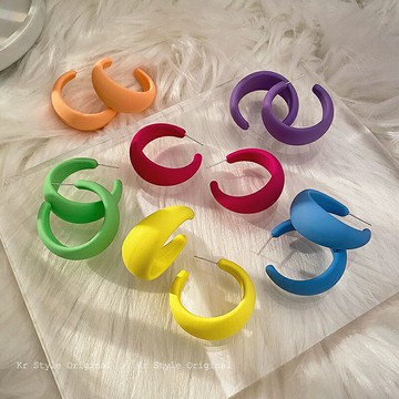 糖果色圈圈耳環2022年新款潮網紅耳釘女春夏季時尚高級感夸張耳飾