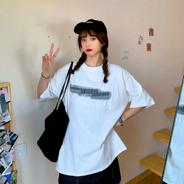 【Lydia】現貨 短袖上衣 夏季新款潮流字母印花上衣 only size寬鬆T恤(白 Free)