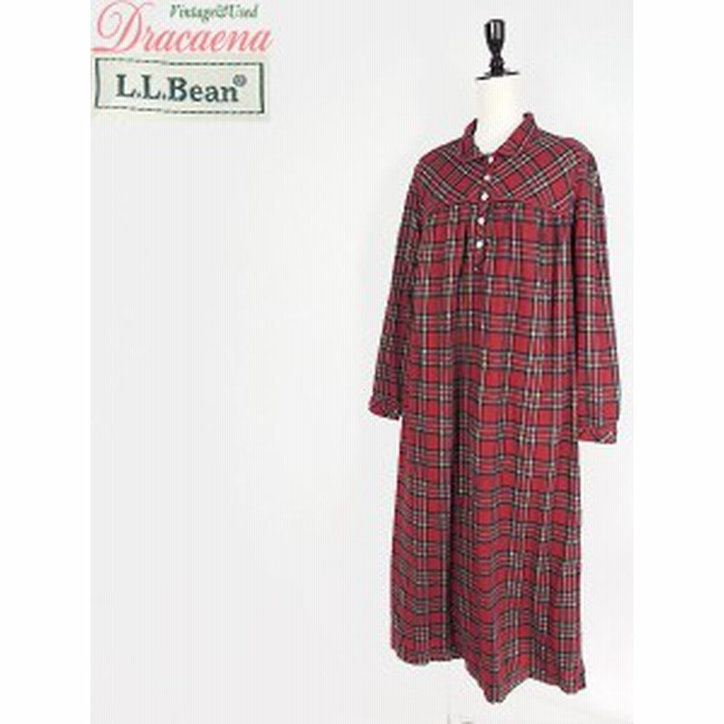 レディース 古着 ワンピース L L Bean エルエルビーン レトロ チェック 赤 コットン ネル地 長袖 ロング丈 S 古着 通販 Lineポイント最大1 0 Get Lineショッピング