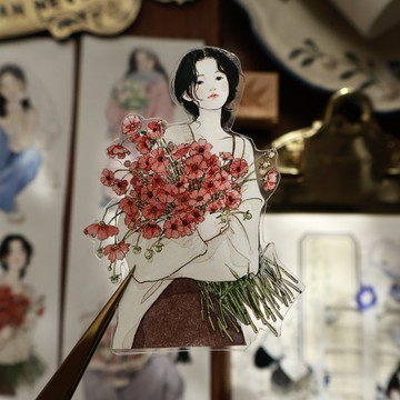 壹洱文創第14期新品【元氣甜妹】甜美人物切模和紙膠帶素材貼紙