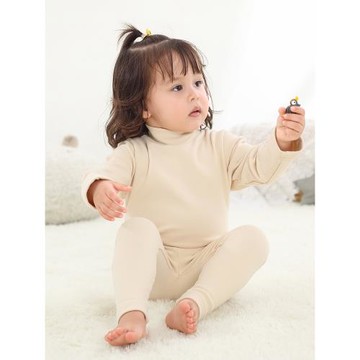 兒童半高領純棉內衣套裝女寶寶中領秋衣秋褲套裝打底衫加絨保暖衣