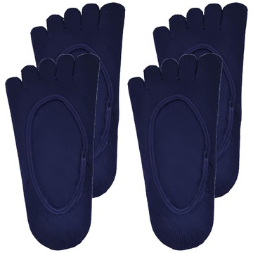 NicoFun 愛定做 桑蠶絲隱形止滑瑜伽五趾襪 女襪 2雙入 透氣  22~24.5cm  藏青