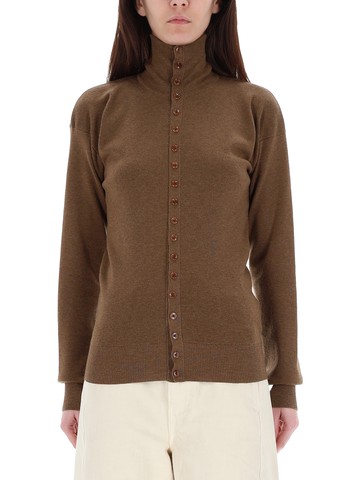 lemaire wool high collar cardigan