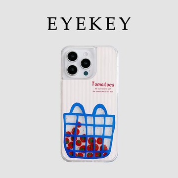 eyekey ins風創意菜籃子搖搖樂番茄適用蘋果15promax手機殼iphone16plus新款14小眾13男女12全包11流沙保護套