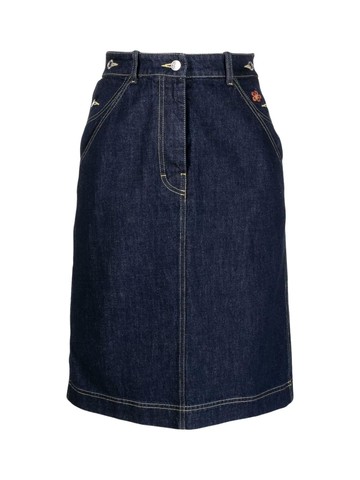 Knee Length Denim Skirt -