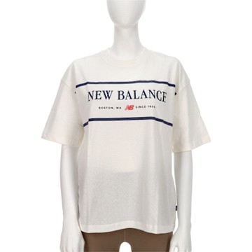 New Balance 女款 白色 復古Logo 寬鬆 圓領 美規 刺繡 運動 休閒 短袖 WT51910SST