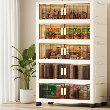 Mr.box  78大面寬優雅摺疊磁吸雙開門五層收納櫃-附滑輪  兩款可選