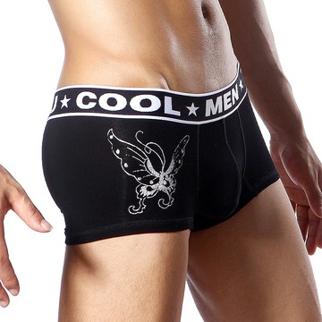 TIKU 梯酷 ~ 紋身系-黑蝶 棉質(含彈性纖維面料) 平口內褲(BC1815)