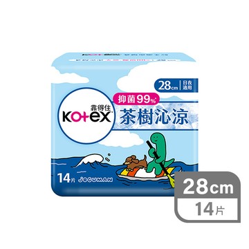 靠得住茶樹沁涼抑菌衛生棉14片28cm(包裝隨機出貨)