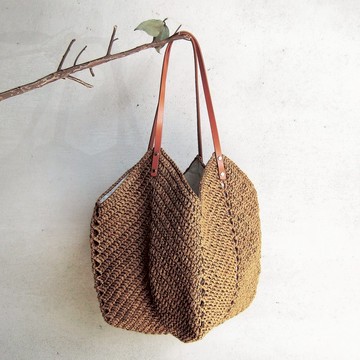 帶足家當出門 編織隨興感不規則大包包 //深褐//