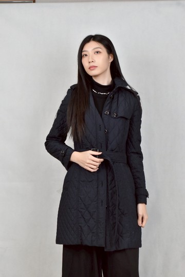 (S) burberry藍色排釦綁帶外套