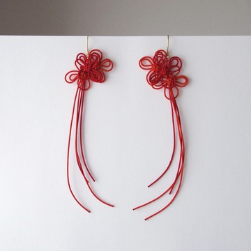 結、搖、編 手工裝飾結三連花卉耳環