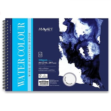 MAYART A4 300 g/m2 中紋/冷壓12張入 荷蘭 中性中目水彩本(3本)