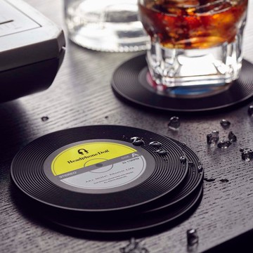 唱片造型 杯墊/杯蓋一入(顏色可選) 隔熱墊 耐熱矽膠180度