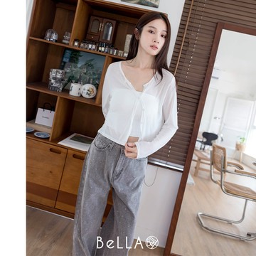 【夏季新品】BeLLA 自帶涼感微透上衣 白色