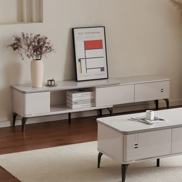 MUNA家居  C53-102型6.6尺玻璃伸縮電視櫃  200X33X45cm