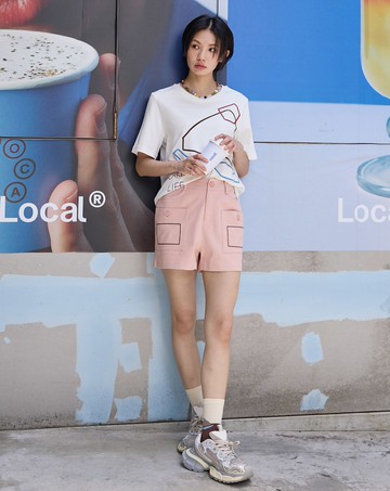 裝飾配色線大口袋彈力短褲(兩色)