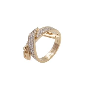 HERMES 愛馬仕 18K玫瑰金 鑽石 Kelly Gavroche 戒指 #52 【二手名牌BRAND OFF】