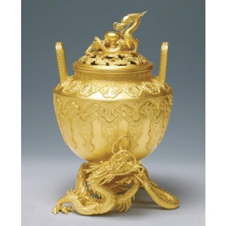 高岡銅器 香炉 龍足雲龍蓋香炉 銅製 美術工芸品 記念品 置物 | LINEショッピング