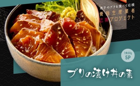 緊急支援 海鮮「ブリの漬け丼の素」1食80g×5P《迷子のブリを食べて応援 養殖生産業者応援プロジェクト》コロナ応援  惣菜 そうざい冷凍 保存食 小分け パック 高知 海鮮丼 一人暮らし〈高知市共通返礼品〉