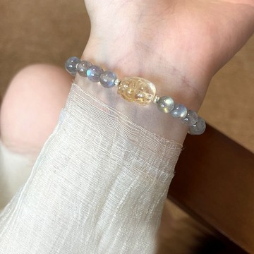 ✨隔日到貨✨美麗佳人 月光手鍊原創之石吸金納福財源廣進灰小眾黃水晶貔貅手串
