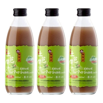 陳稼莊 即飲紅心土芭樂汁 300ml 原汁24% 無加糖  3瓶