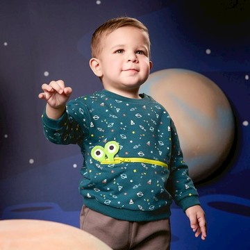 太空漫遊滿版印花長袖T恤