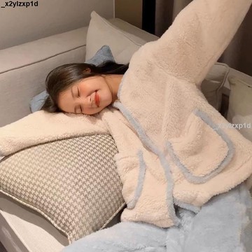 ✨✨✨超級優惠珊瑚絨加厚睡衣套裝 冬季睡衣女 簡約素色 加絨加厚 開衫睡衣 可外穿居家服 長褲 可外穿居家服 睡衣女