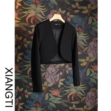 XT西裝外套女2025新款春秋黑色小個子休閑超短款顯高顯瘦甜辣風