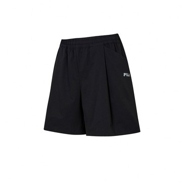 FILA 女防潑水平織短褲-黑色 5SHZ-5324-BK