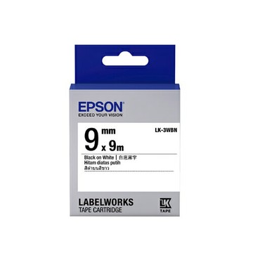 EPSON 9mmx9M 白底黑字標籤帶 / 盒 LK-3WBN｜領券最高折$220