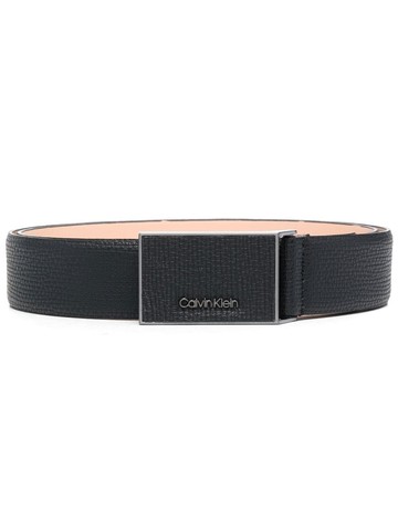 Calvin Klein - logo-plaque leather belt - men - Polyester/Polyurethane/Recycled Leather - 90 - Black