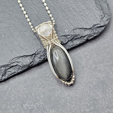 鷹眼石 銀線吊墜 金屬繞線