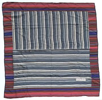 復古 Yves Saint Laurent 條紋真絲絲巾，30 x 30 英吋，100% 真絲絲巾