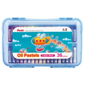 Pentel 粗粉臘筆36色-粉紅/天藍 PP盒GHTP-36