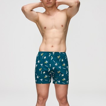 DADADO-運動巴黎 4L印花四角男內褲(土耳其綠) 天然絲光棉-吸濕排汗-GHQ424TG