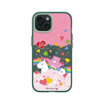 iPhone 15 Clear 憂墨綠 - Care Bears - 熊與獨角獸