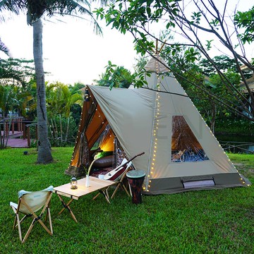 免運 快速出貨多功能休閒帳篷野奢實木迷你戶外豪華tipi營地帳篷景區露營小型金字塔印第安篷房