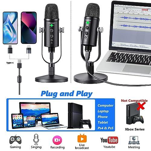 Mercase USB Microphone for Computer,Phone,MAC, with Mute Button,Plug ＆ Play,Cardioid Pickup,Volume and Echo Control,for Podcast,Recording,Sing,ASMR