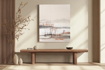 秋水逸韻2 現代水墨印象畫 東方禪意掛畫 書房會議室 無框畫 掛畫