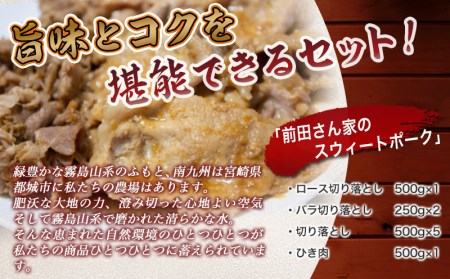 「前田さん家のスウィートポーク」肉肉肉4kgセット_16-8902_(都城市) 豚 ブランド豚 ロース バラ 切り落とし ひき肉 セット 4kg