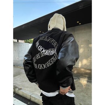 美式街頭復古字母刺繡嘻哈棒球服男ins潮牌外套情侶寬松拼接夾克