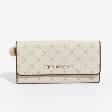 PLAYBOY - 翻蓋長夾  Bunny Lattice系列 - 咖啡色