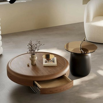 免運 可開票 超低價 設計師意式輕奢圓形茶幾組合創意高級客廳家用簡約古風小戶型新款 快速出貨DDD1111