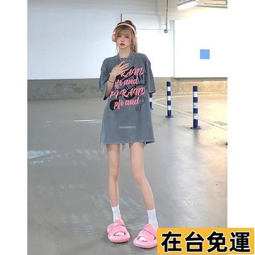 🔥台灣發出🔥 小衆美式復古hiphop高街灰色短袖t恤女ins潮夏季寬鬆歐美潮流上衣