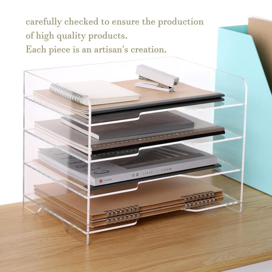 Paper Organizer Tray, Acrylic File Storage for Desk, Enlarged Tiers Trays