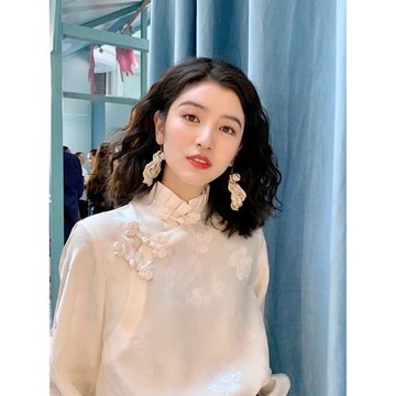 中式唐裝國風提花襯衫女秋冬高級設計感小眾輕奢氣質百搭復古上衣