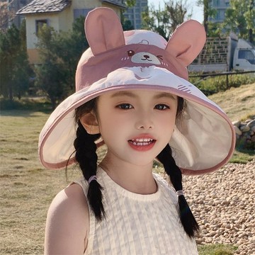 ❤️AL❤️ 兒童帽子 兒童防曬帽 男女童遮陽帽 兒童防曬帽子夏季空頂太陽帽女孩甜美可愛大帽檐沙灘海邊漁夫帽子