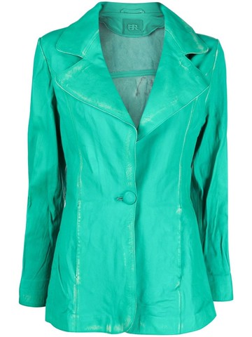 ERL - leather tied-waist blazer - women - Lamb Skin/Polyester - S - Green